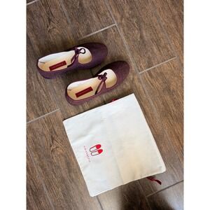 ViBi VENEZiA Brigitte Bow-Tie Mary Jane Dark Red Herringbone Flats 7